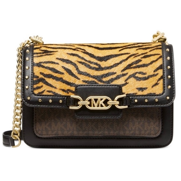 Michael Kors NWT Heather Tiger Calf Hair Leather Logo Crossbody Bag MSRP $398 - Picture 17 of 17